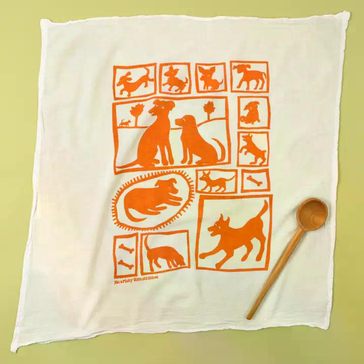 Dish Towel - Dogs  Orange