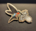 Dale Edaakie Inlay Hummingbird w White Flower Pin, Zuni