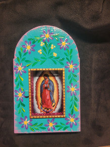 Tin Guadalupe Nicho w Glass, Various Designs,MD