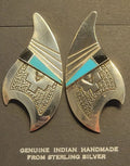 Post Earrings by RB, Running Bear w Turquoise and Onyx