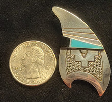 Post Earrings by RB, Running Bear w Turquoise and Onyx
