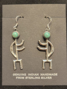 Sterling Silver People Figure Earrings w Turq Head