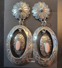 Sterling Silver Earrings w Pink Conch Shell