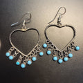 Twisted Silver Hearts with Turquoise Dots at bottom