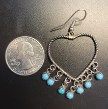 Twisted Silver Hearts with Turquoise Dots at bottom
