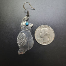 Sterling Silver Quail Earrings w Turq. Eyes