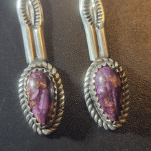 Dangly Sterling Silver w Sugalite Earrings by Mary Tso