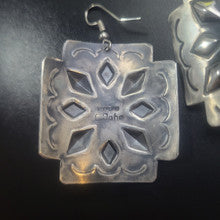 Curved Cross Earrings w Turquoise Center