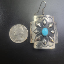 Curved Cross Earrings w Turquoise Center