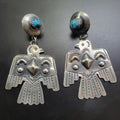 Sterling Silver Thunderbird Earrings w Turquoise Top