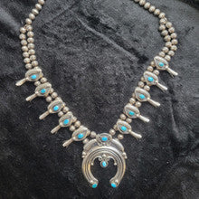 Squash Blossom Necklace w Turquoise, 23" by JM Haley