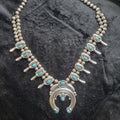 Squash Blossom Necklace w Turquoise, 23" by JM Haley