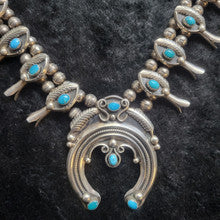 Squash Blossom Necklace w Turquoise, 23" by JM Haley