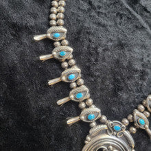 Squash Blossom Necklace w Turquoise, 23" by JM Haley