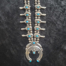 Squash Blossom Necklace w Turquoise, 23" by JM Haley