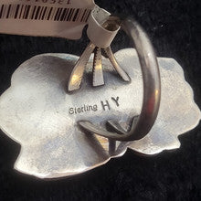 Size 9 Sterling Silver Ring with 2 Turquoise Stones, by HY