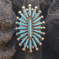 Turquoise Zuni Needle Point Ring by LC Waatsa, Size 9.5