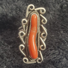 1970s Coral and Sterling Silver Ring, Size 6