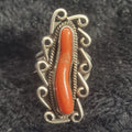 1970s Coral and Sterling Silver Ring, Size 6