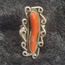 1970s Coral and Sterling Silver Ring, Size 6