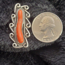 1970s Coral and Sterling Silver Ring, Size 6