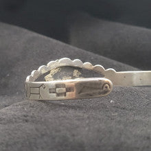 Vintage 1940s Harvey Era Sterling Silver Bracelet w Hand Stamped Dome Center