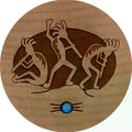 Three Kokopellis on small maple box w/ turquoise