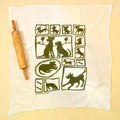 Dish Towel - Dogs   Olive Green