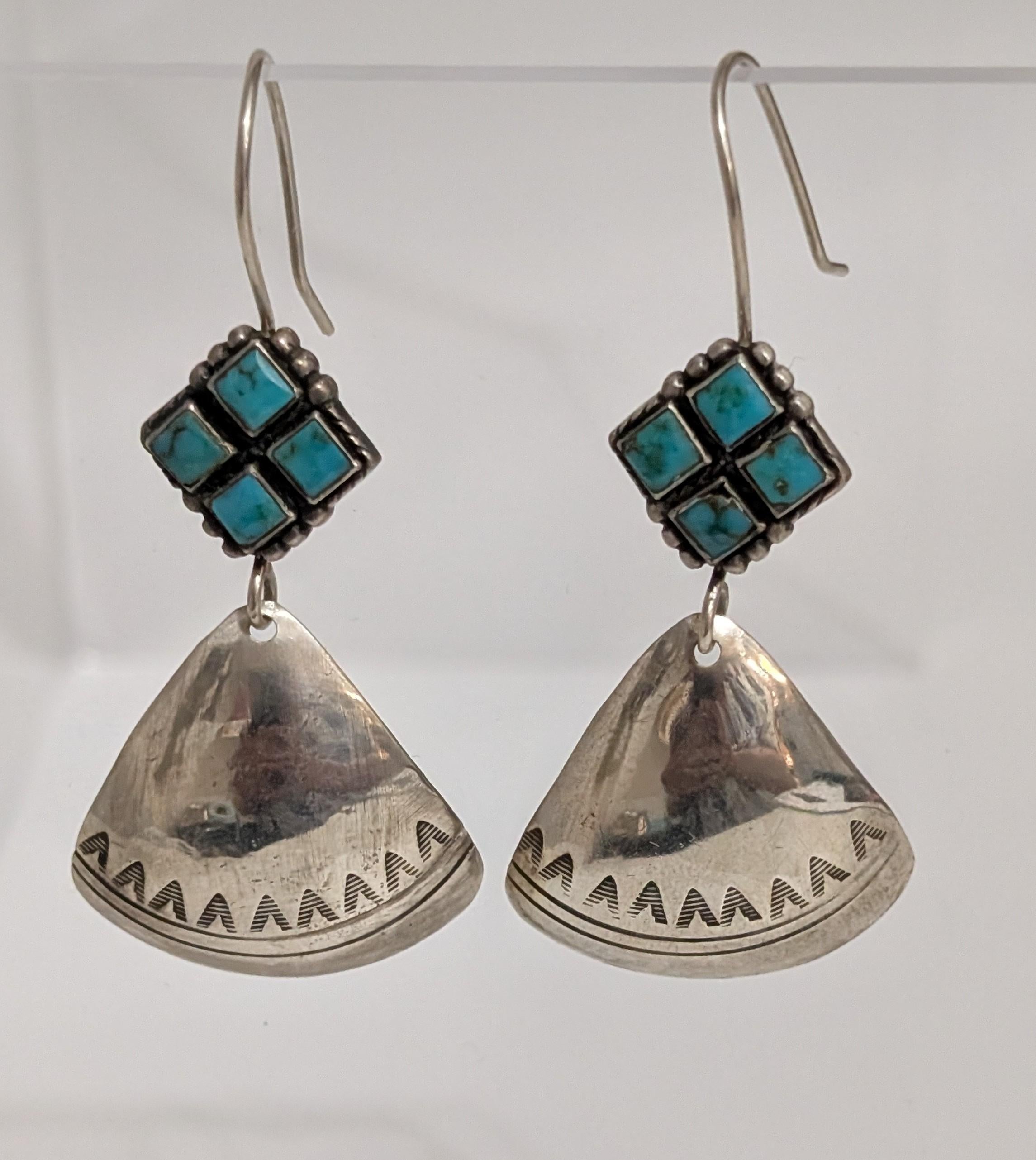 Dangly Diamond Shaped Turquoise Stones