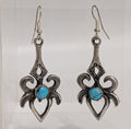 Long Sandcast Earrings w turquoise ,K Billah