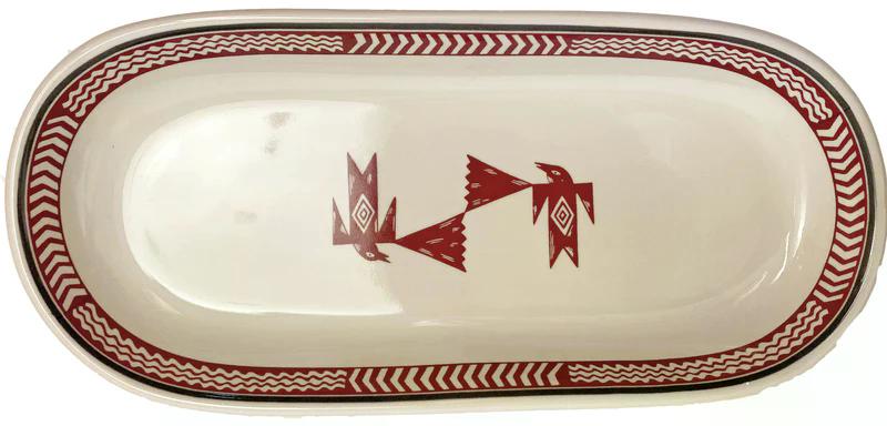 Large Celery Dish, Mimbreno - Maroon