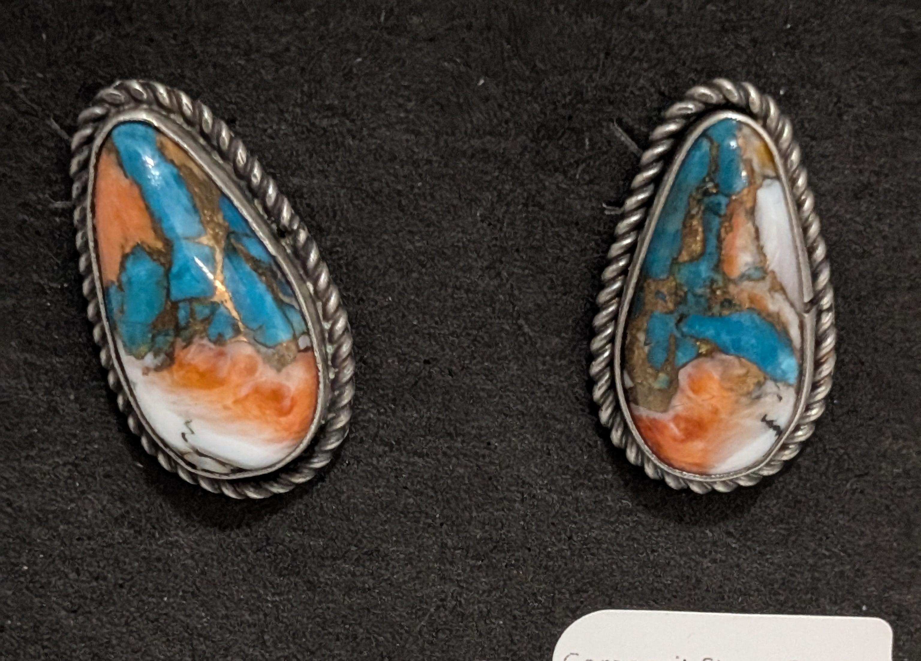 Oval Composit Stone Post Earrings
