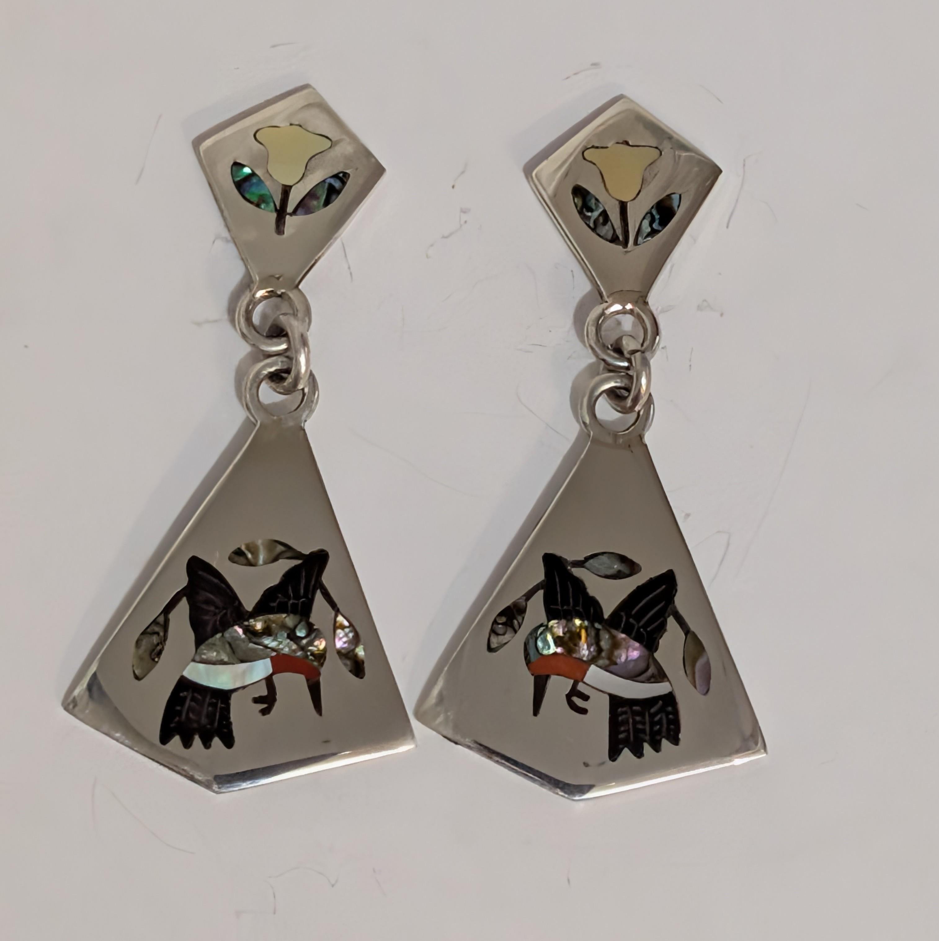 Inlay Hummingbird Earrings by Sanford Edaakie