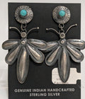 Large Silver Dragon Fly Earrings