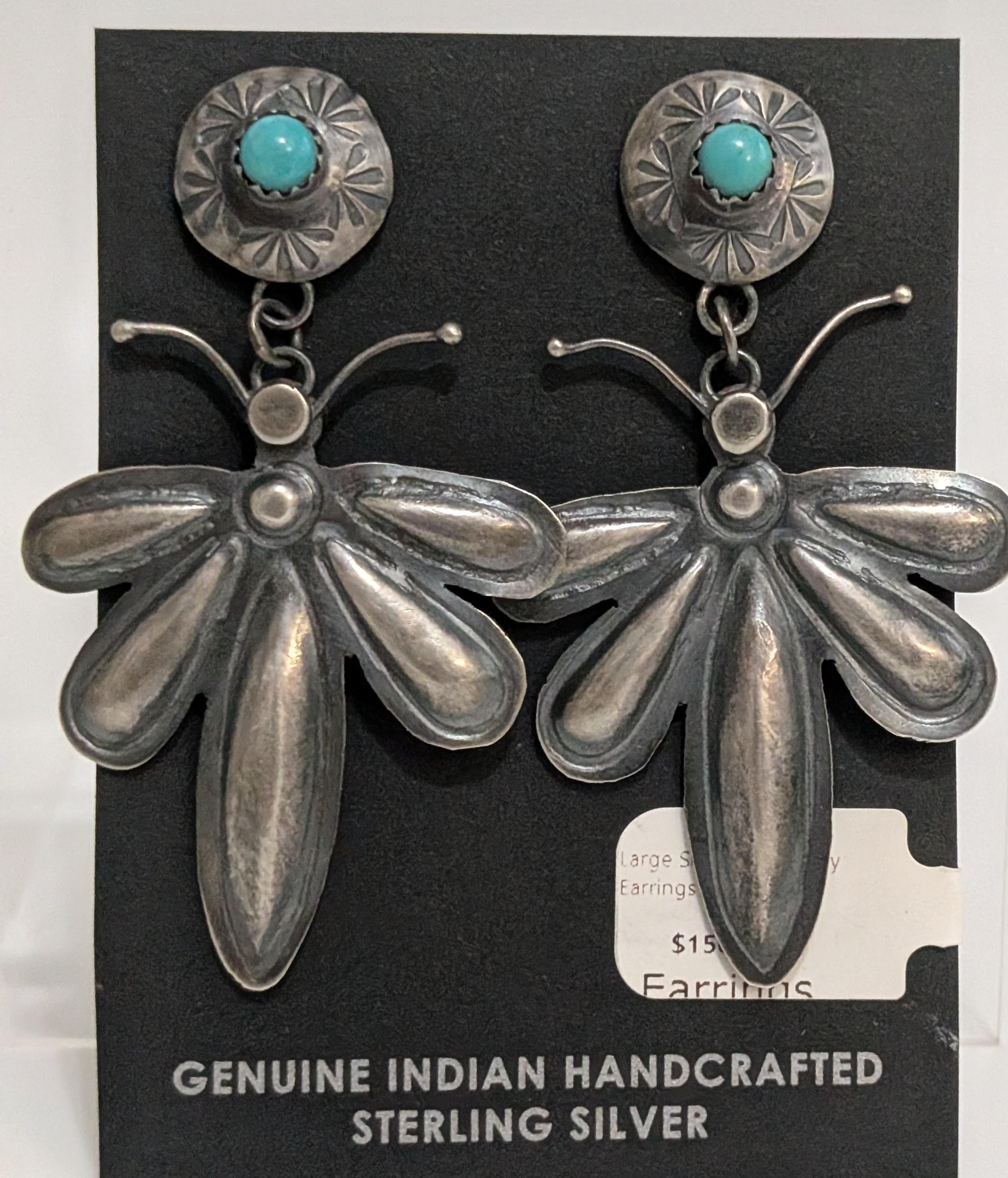 Large Silver Dragon Fly Earrings