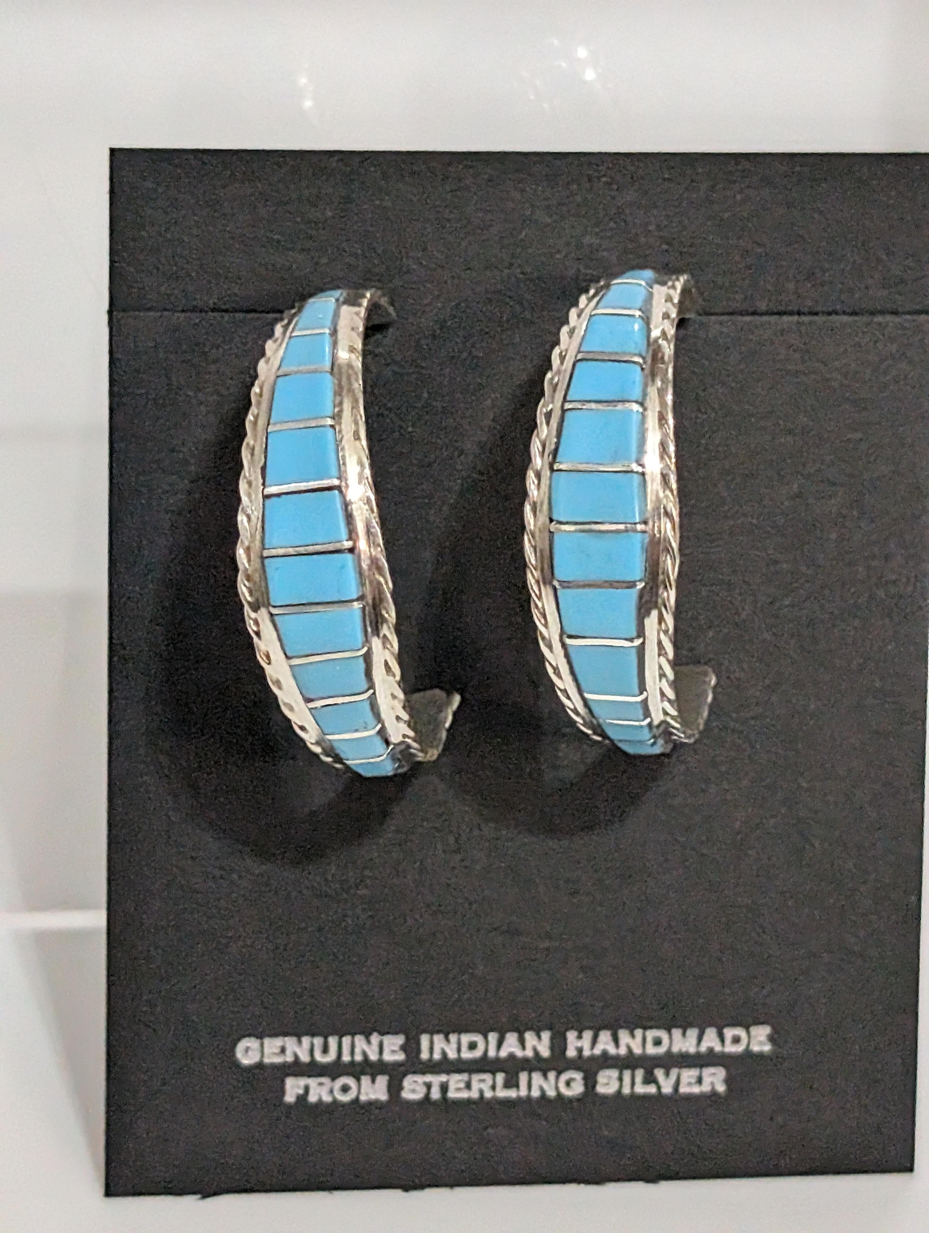 Sterling silver and Turquoise Hoops, MC