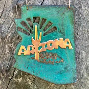 Arizona State Copper Christmas Ornament