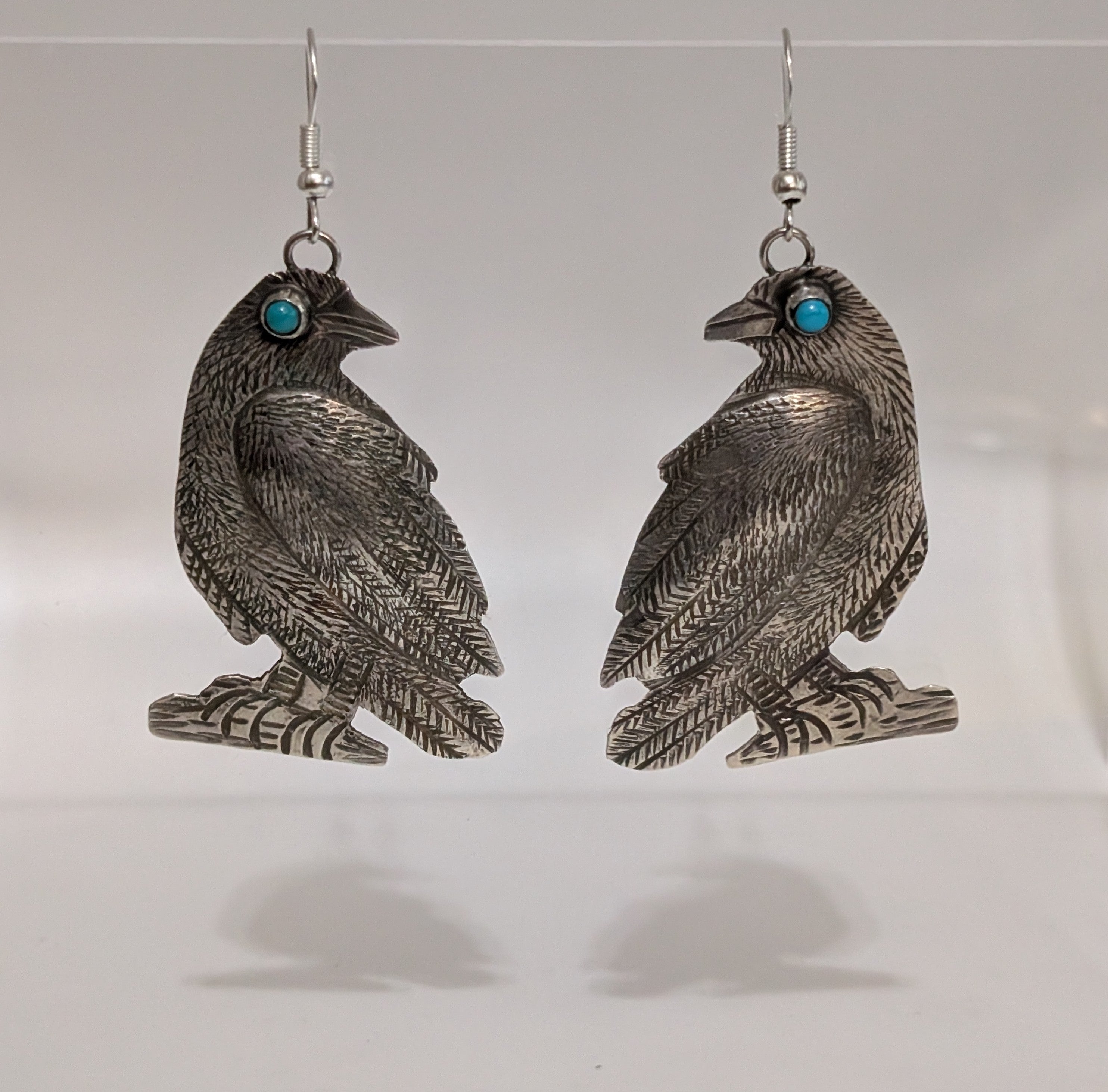 Raven Earrings, Turq. Eyes