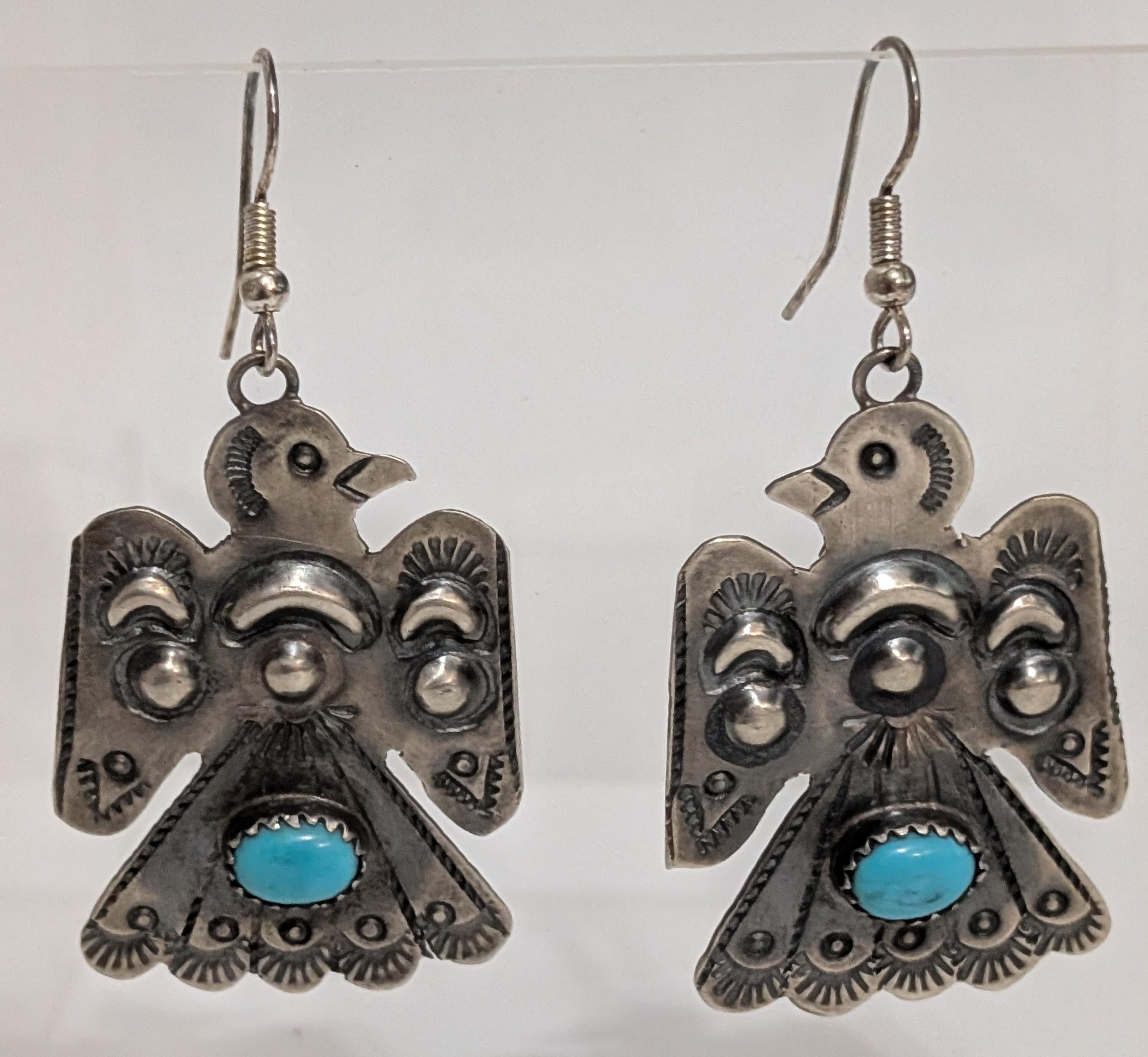 Yazzie Earrings, Birds w turq623