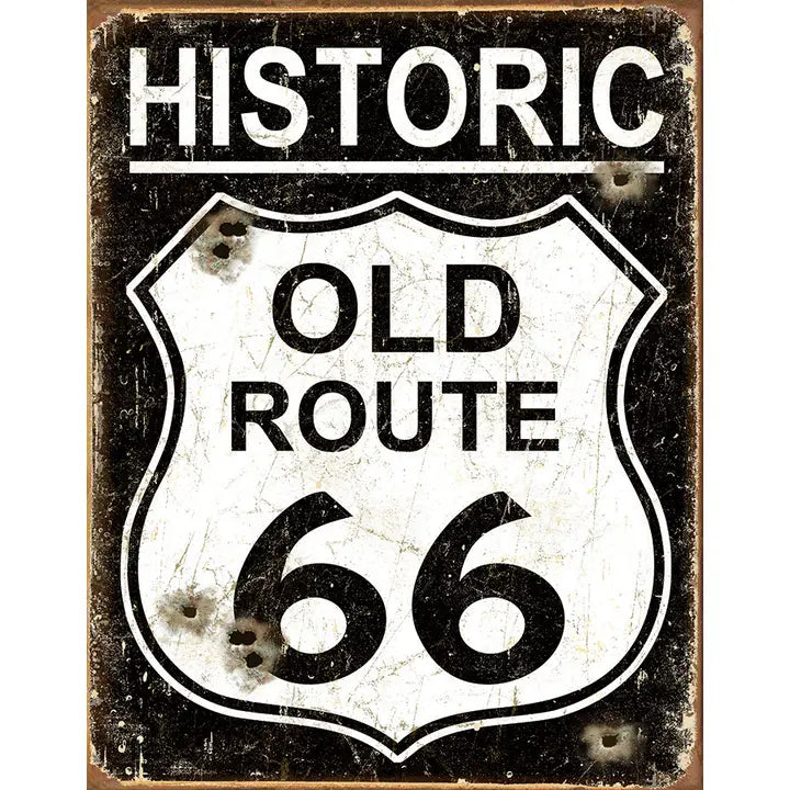 Old Route 66 - Weathered Tin Sign