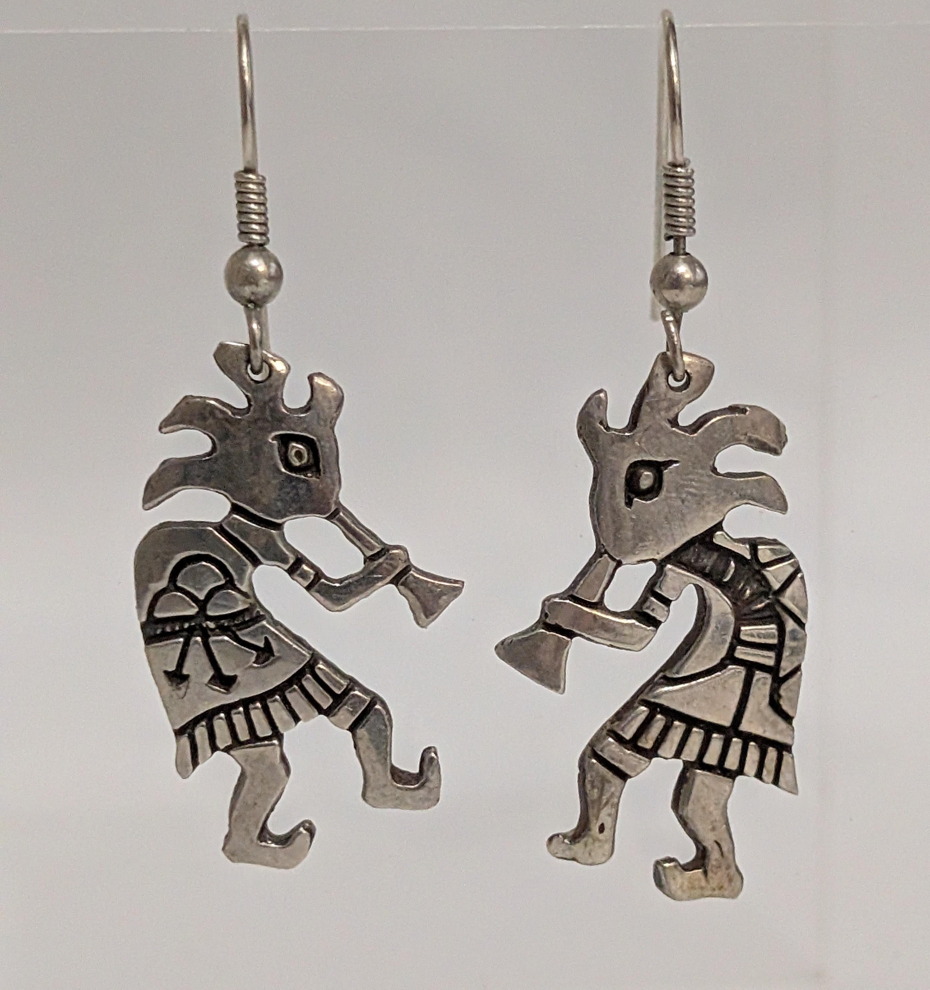 Sterling Silver Kokopeli Earrings