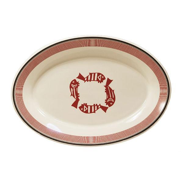 12" x 8 1/4" Mimbreno, Four Fish - Maroon