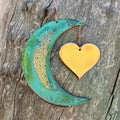 Moon & Heart Copper Christmas Ornament