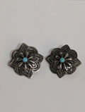Stamped Post Earrings w Turq. Center