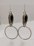 Onyx Earrings w Silver Hoops at bottom, Mary Tso