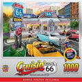 MasterPieces 1000 Piece Jigsaw Puzzle - Route 66 Retro Diner Scene - Vintage Cars & Americana