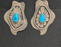 Post Earrings, Sterling SIlver and Turq.
