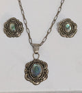 Sterling Silver Necklace w Abaloni and earrings