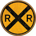 Round - Railroad Crossing Tin Sign
