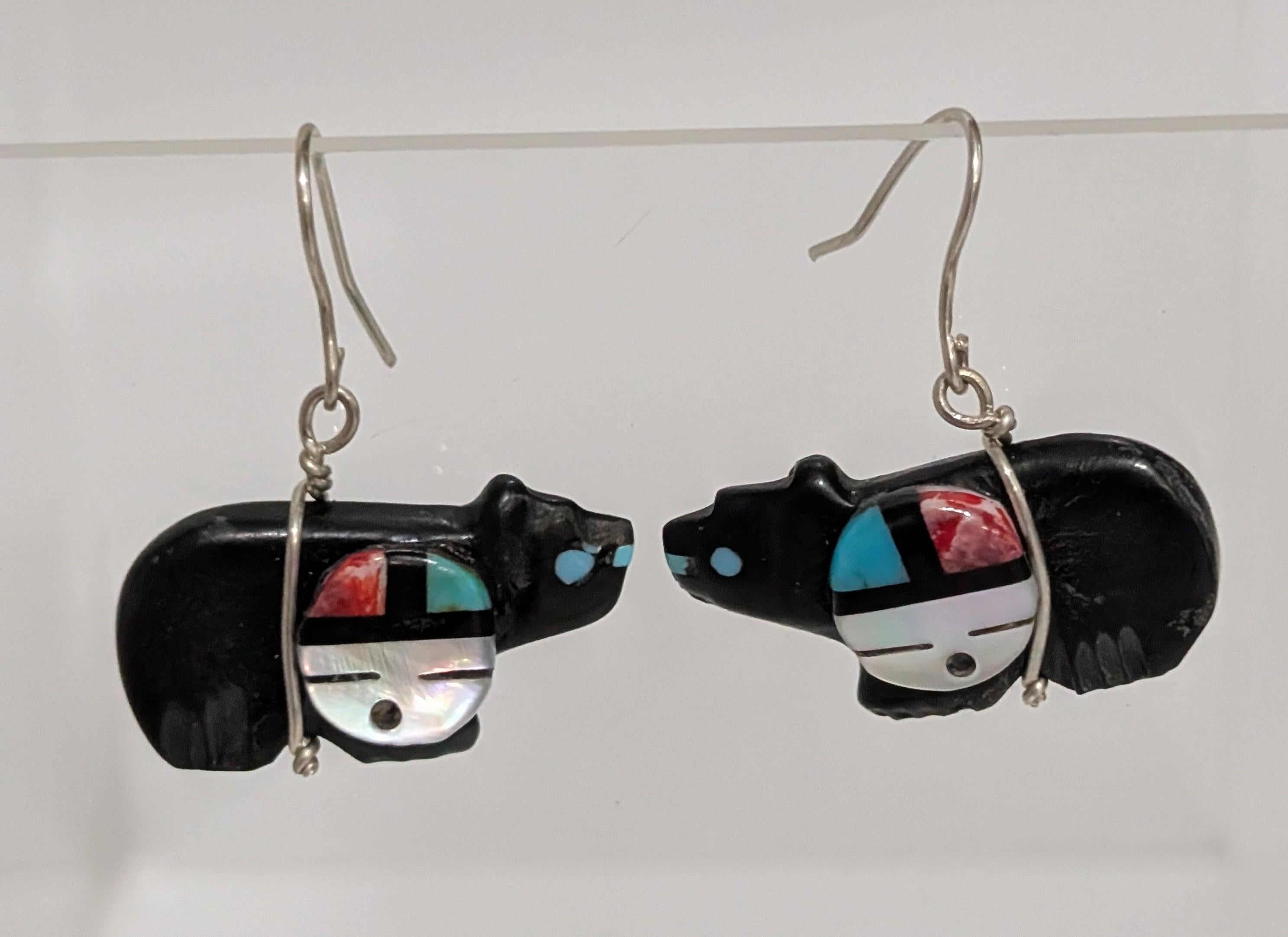 Zuni Bear w Sunface Earrings